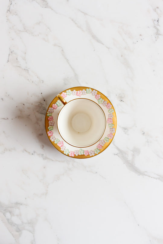 vintage English bell floral and gilt teacup
