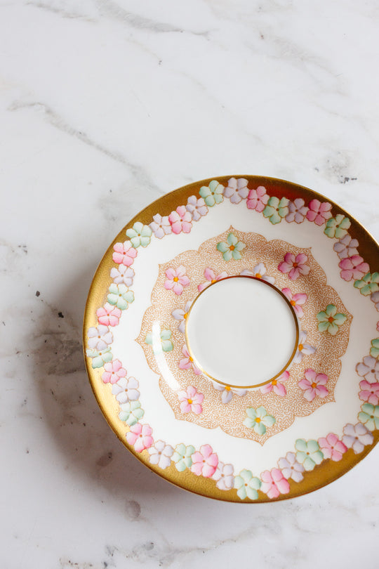 vintage English bell floral and gilt teacup