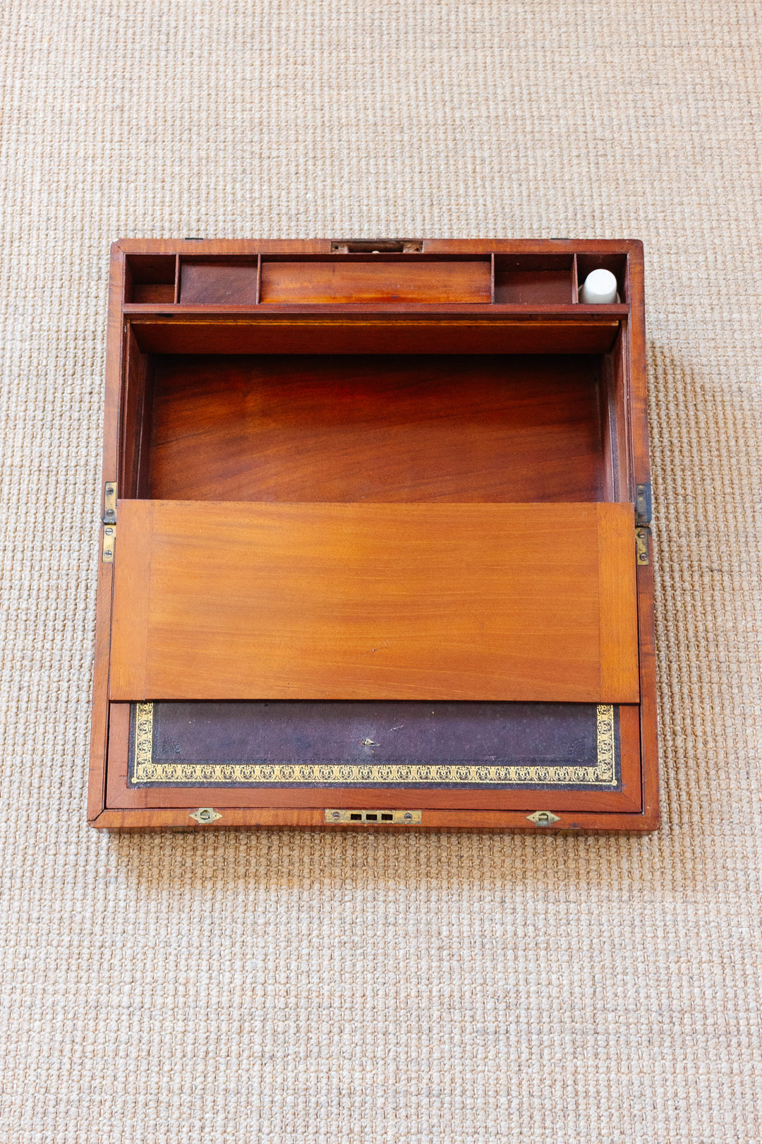 antique Georgian walnut campaign lap desk