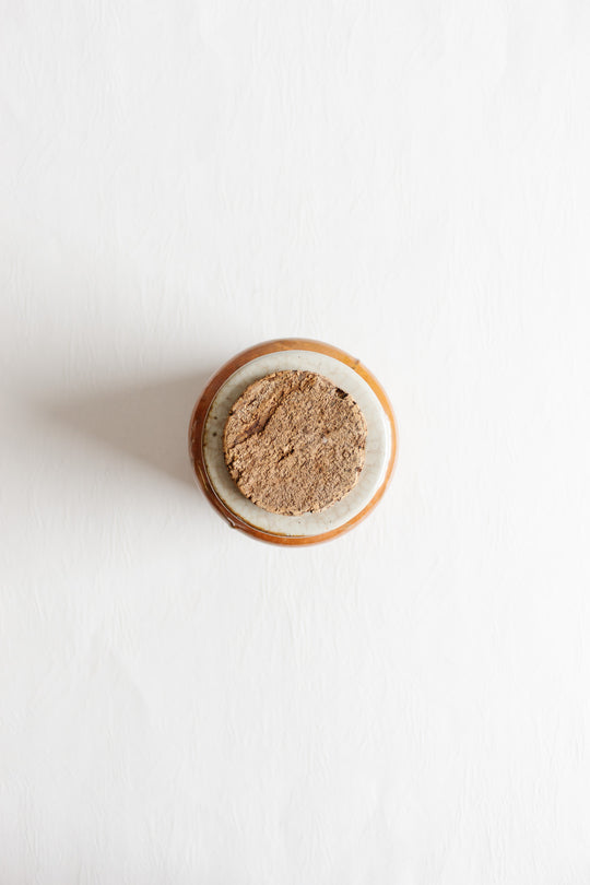 vintage french burnt orange stoneware mustard jar