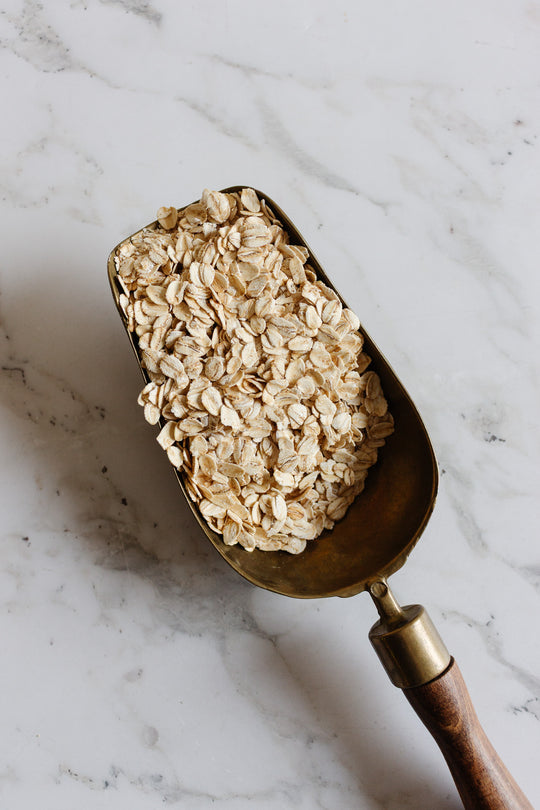 antique french brass and wood grain scoop