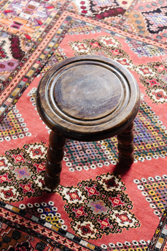 vintage french turned wood stool