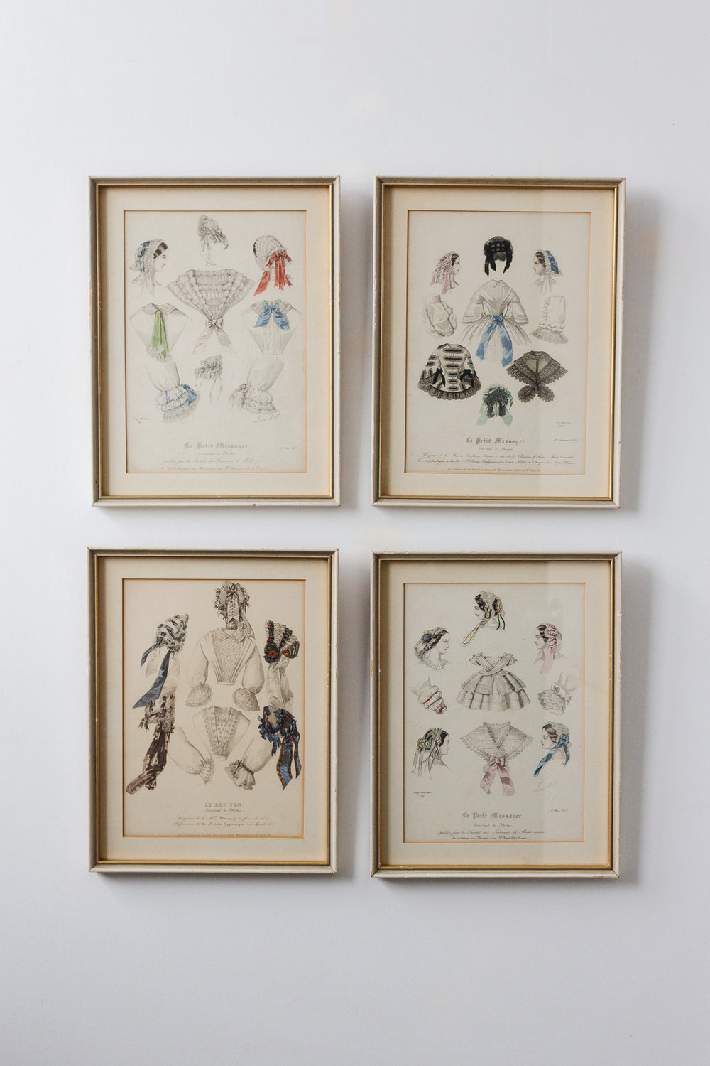 "journal de modes" antique french hand painted engraving