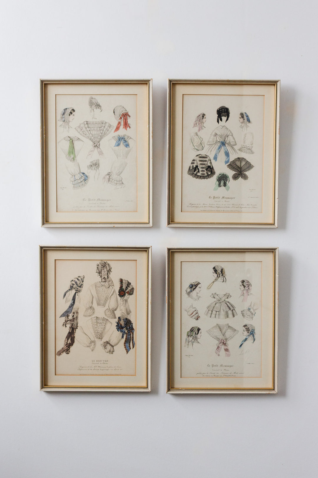 "journal de modes" antique french hand painted engraving