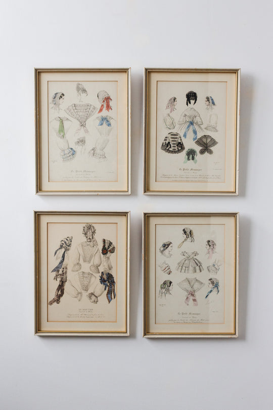 "journal de modes" antique french hand painted engraving
