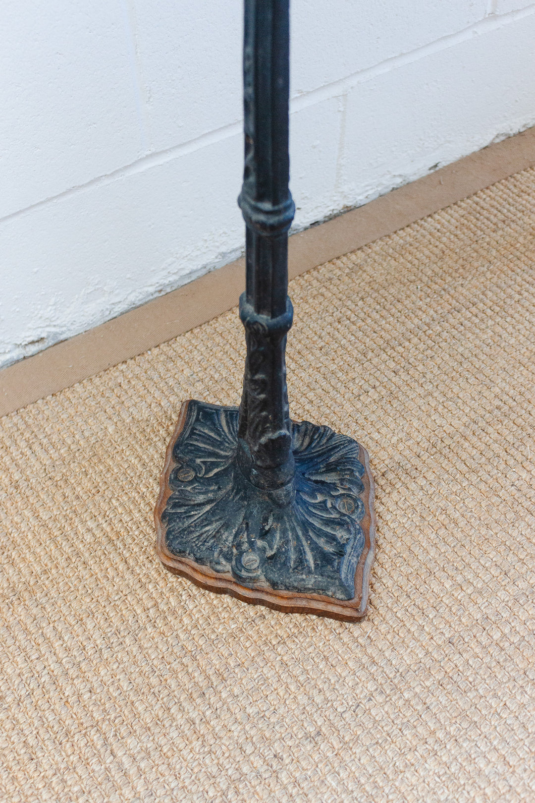 antique french bistro table with cast metal base