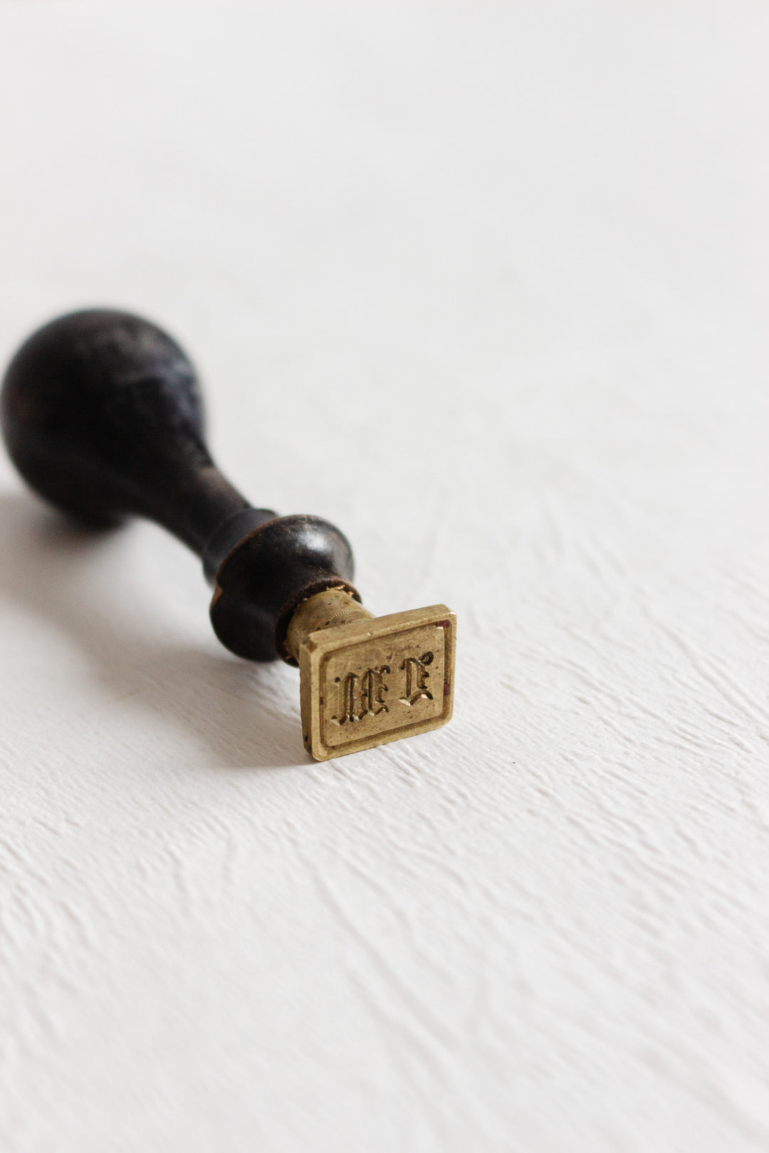 antique french wood and brass wax seal