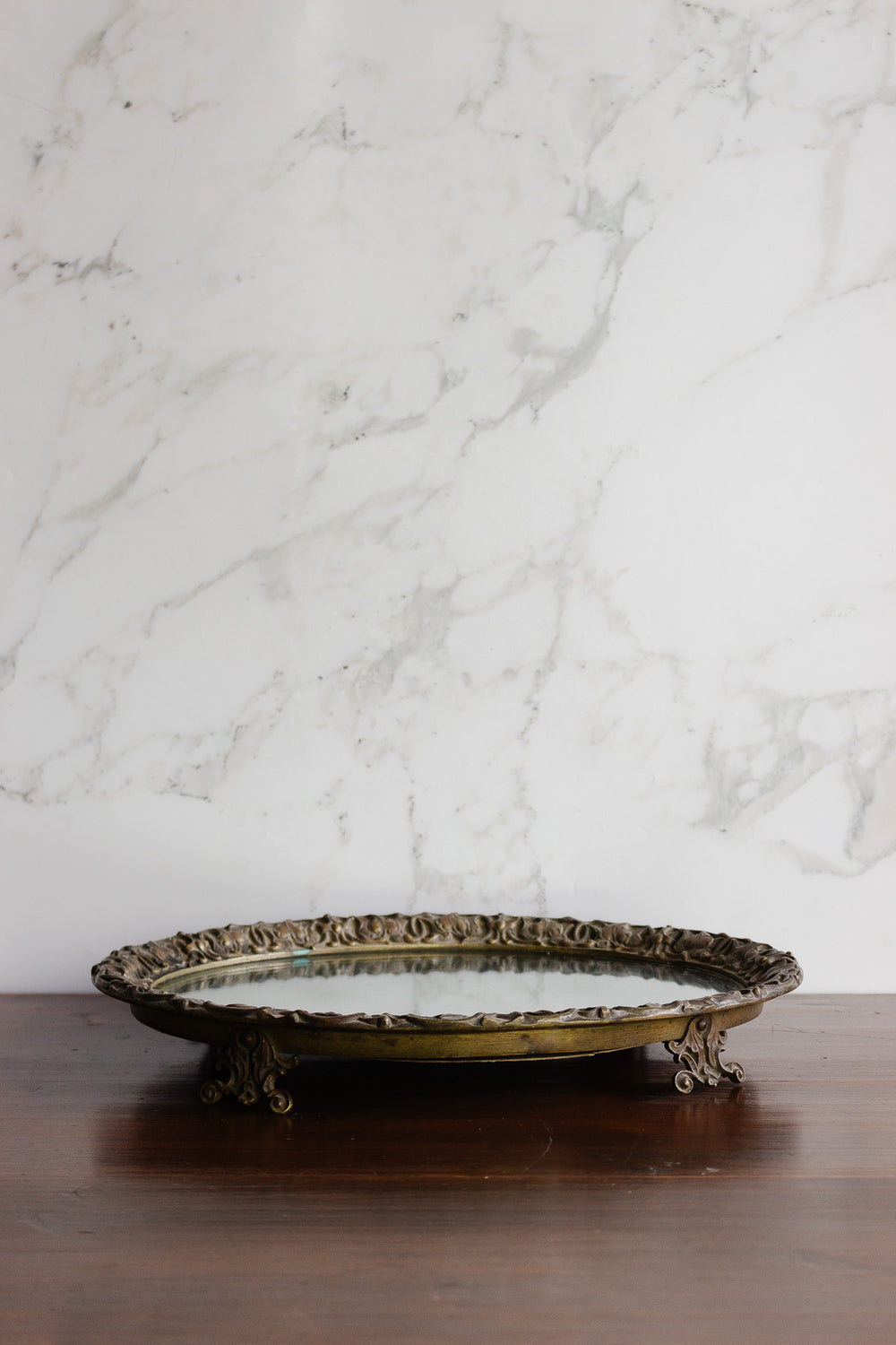 vintage french brass mirror tray