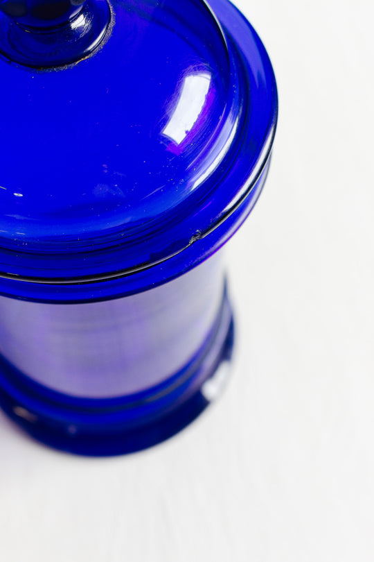vintage french cobalt blue glass apothecary jar