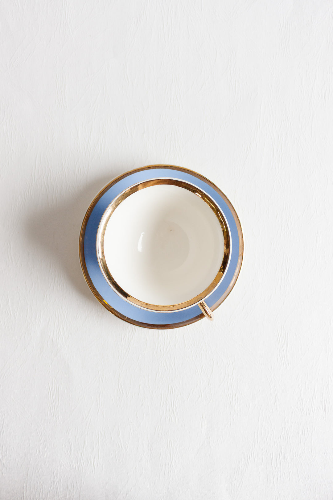 vintage french digoin sarreguemines "moi et toi" teacup and saucer set in robin's egg blue