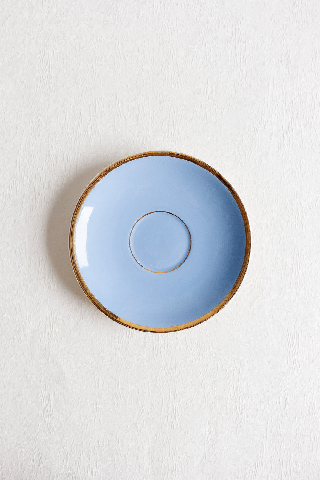 vintage french digoin sarreguemines "moi et toi" teacup and saucer set in robin's egg blue