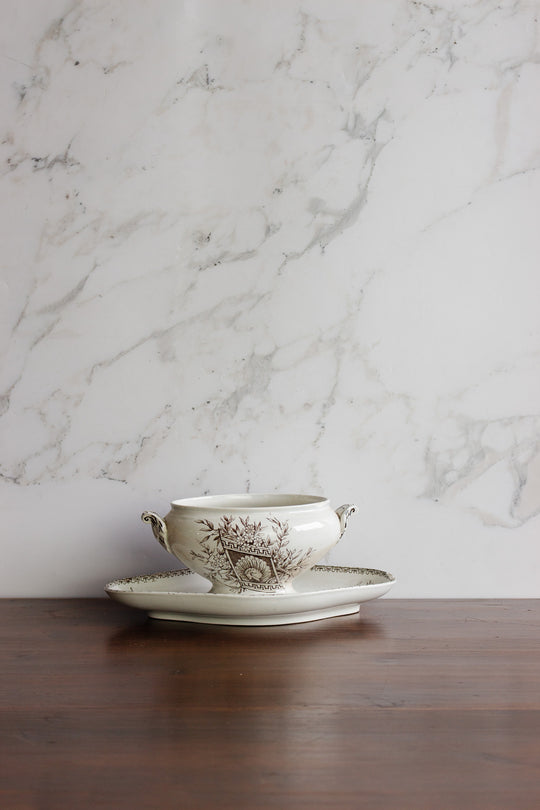 antique french chinoiserie ironstone gravy boat
