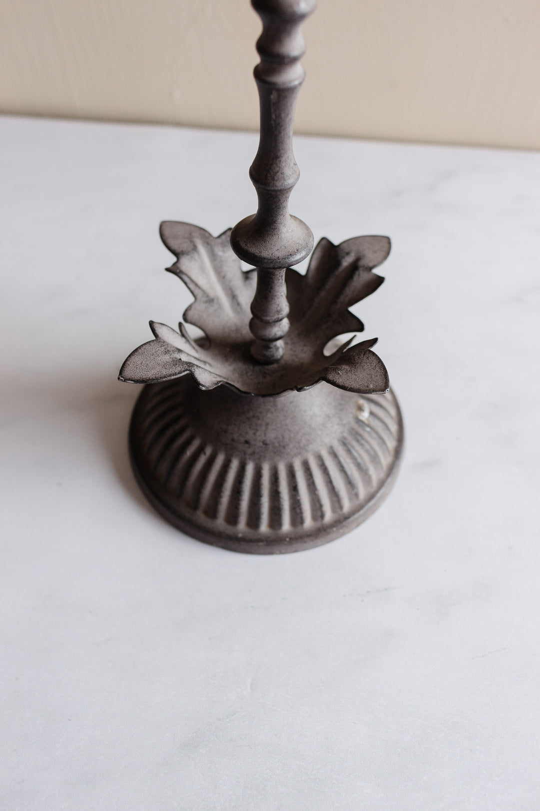 pair of midcentury French tole floral candlesticks