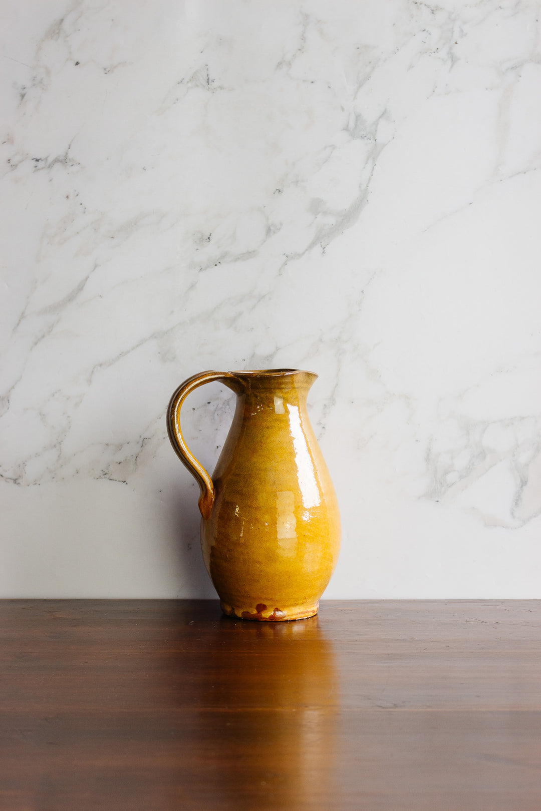 vintage french glazed yellow pitcher