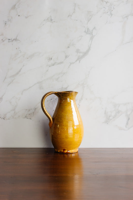 vintage french glazed yellow pitcher