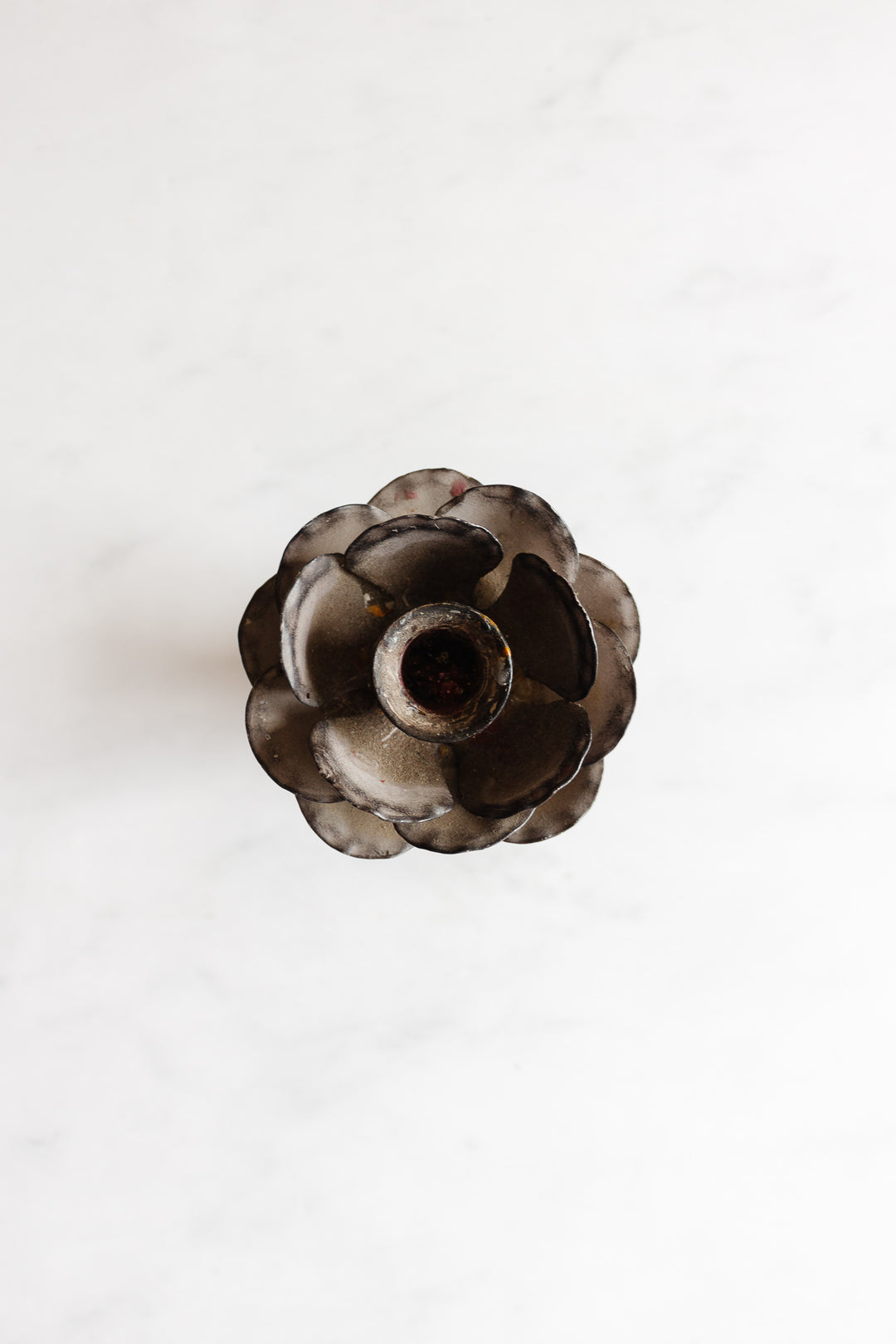 pair of midcentury French tole floral candlesticks