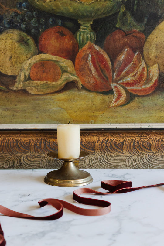 vintage french brass pillar candlestick