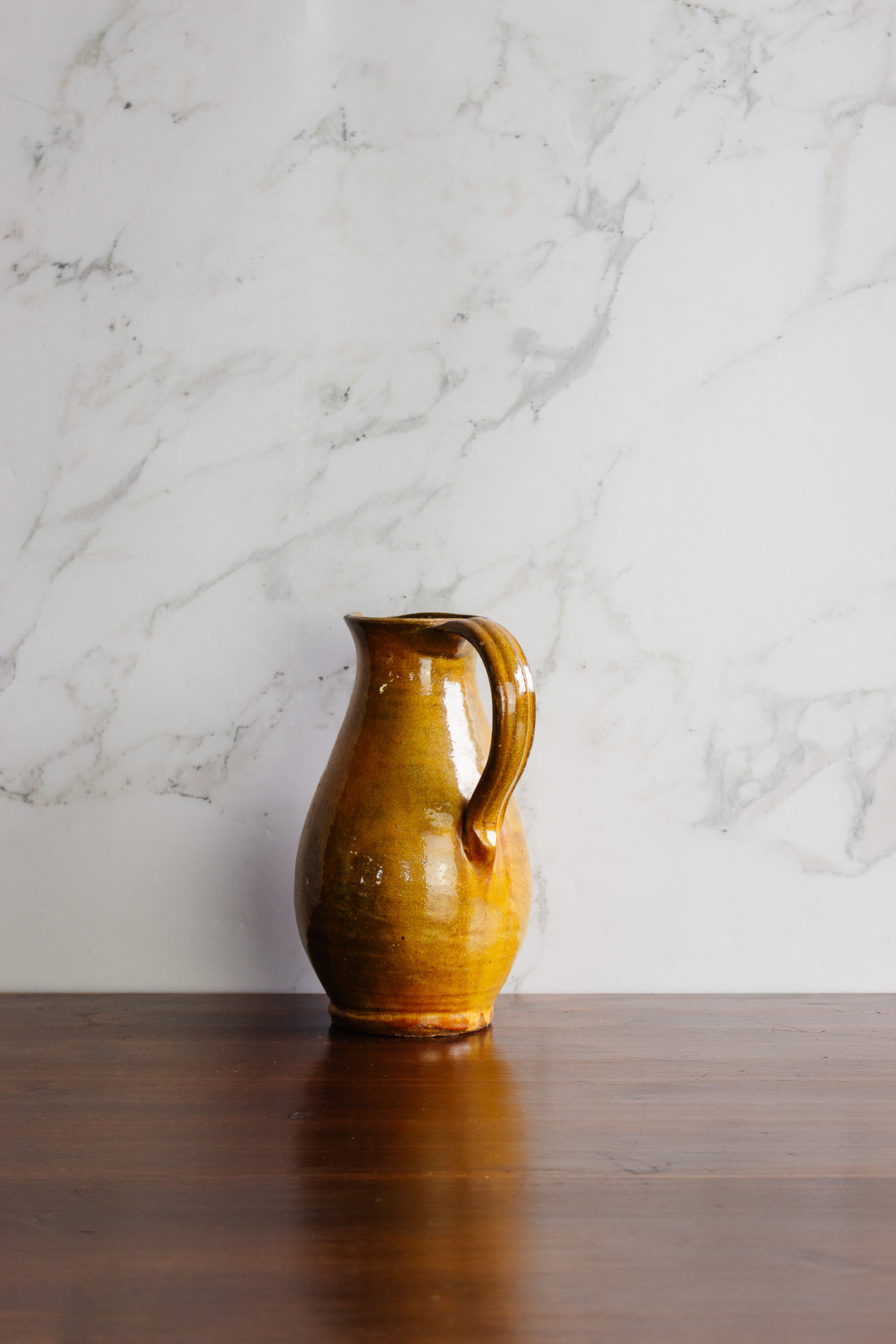 vintage french glazed yellow pitcher