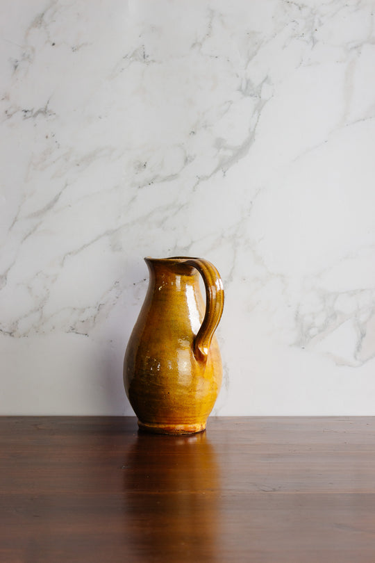 vintage french glazed yellow pitcher