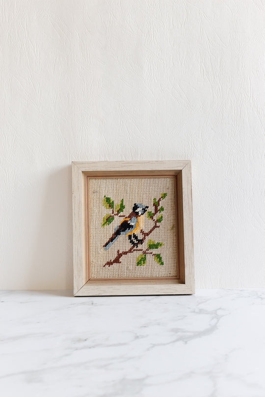 vintage french "petit point" oiseau