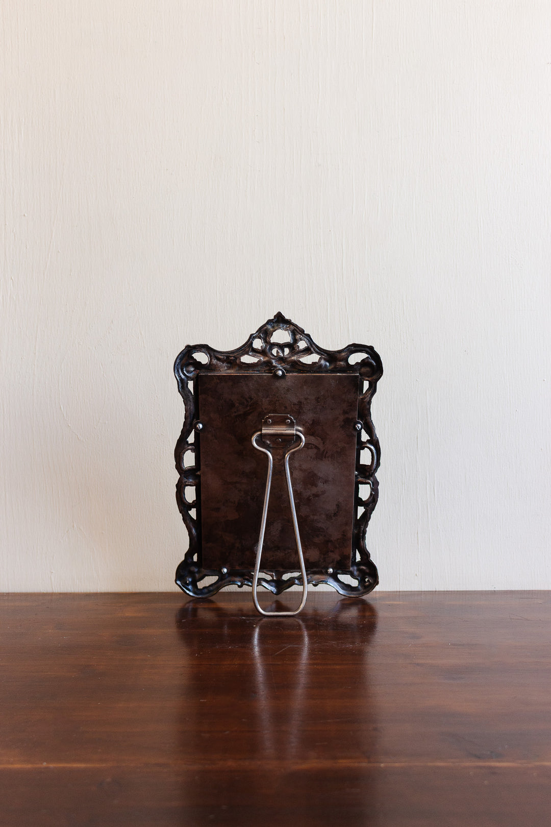 vintage french ornate silver tabletop mirror