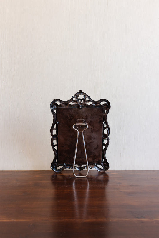vintage french ornate silver tabletop mirror