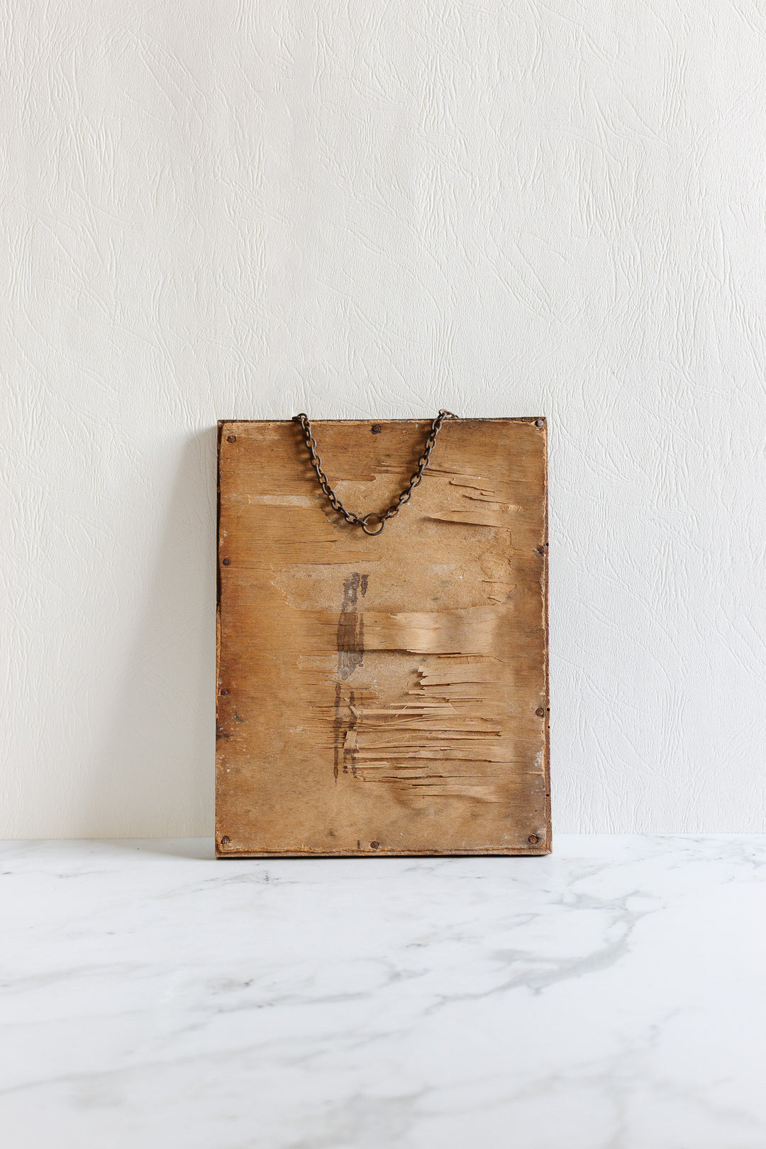 antique french petite wood framed beveled mirror