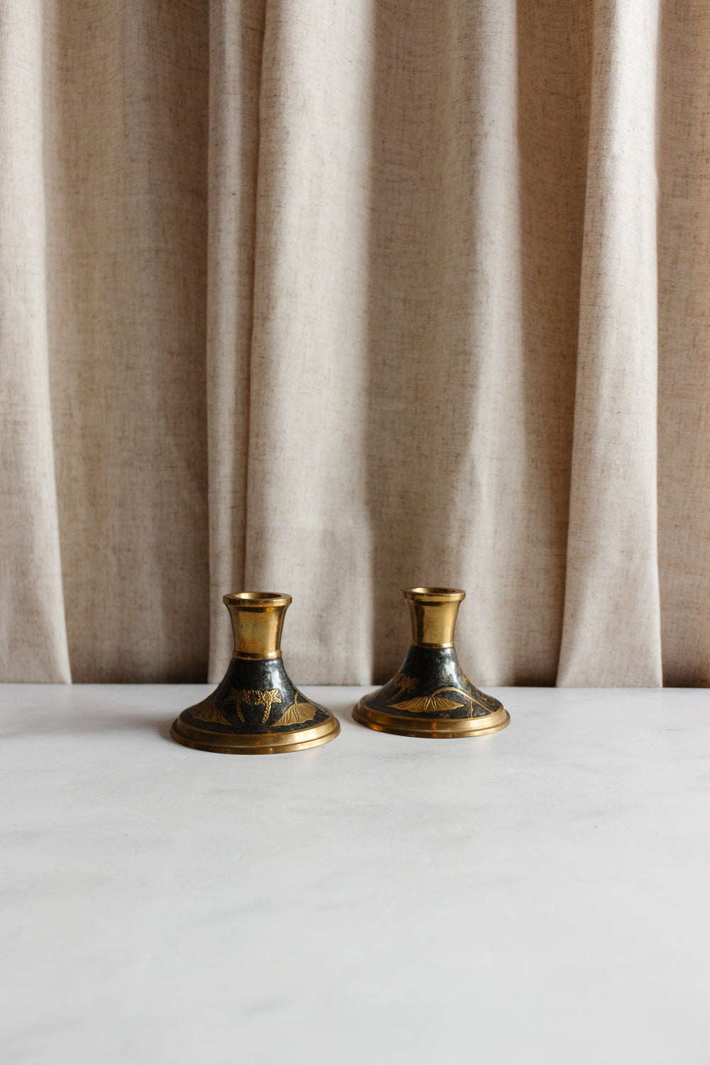pair of vintage French cloisonné candlesticks