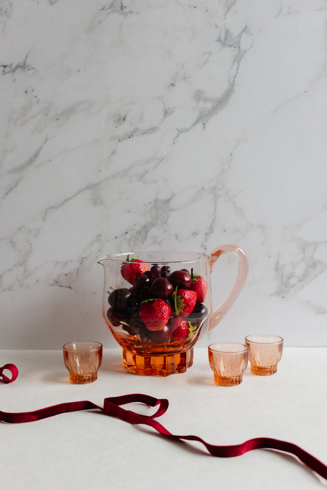1930s french pink glass pitcher