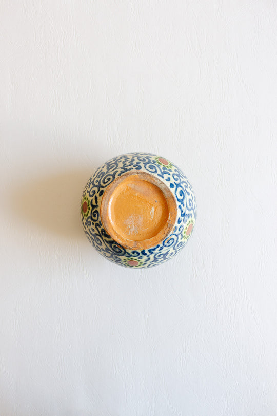 vintage french hand-painted ceramic or porcelain globular vase