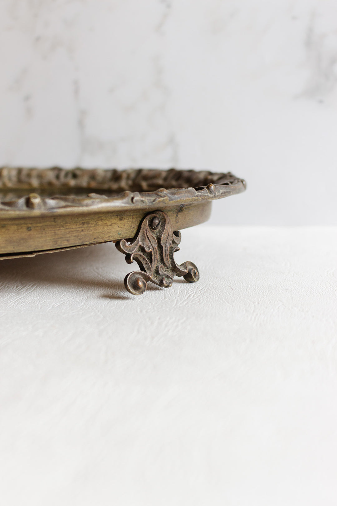 vintage french brass mirror tray