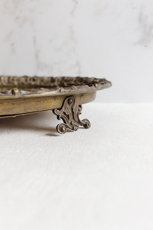 vintage french brass mirror tray