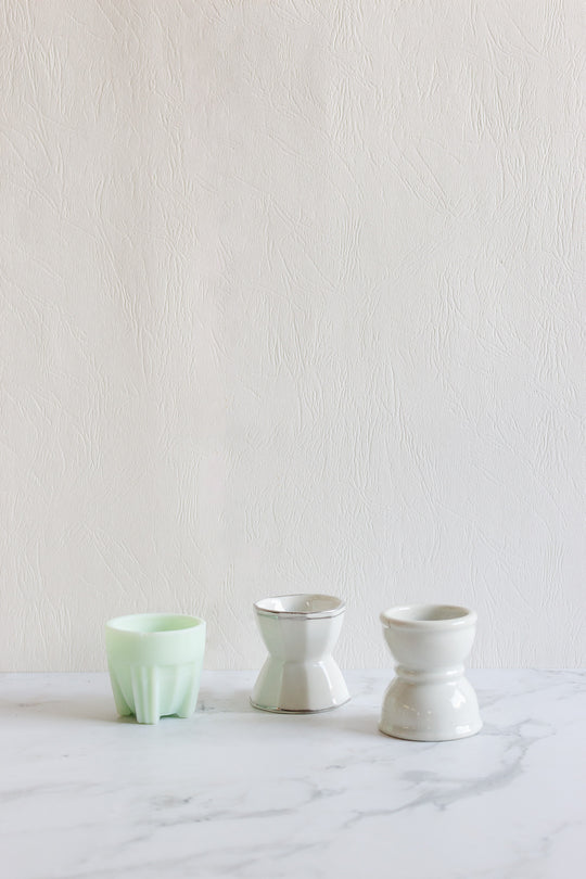 trio of vintage french egg cups - eclectic collection