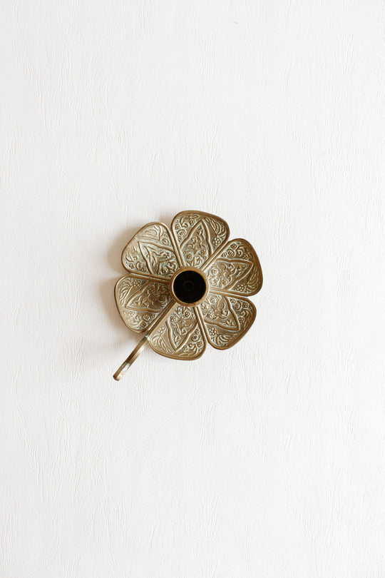 antique french brass flower chamberstick