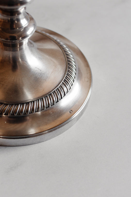 pair of 1930s french stamped silverplate candlesticks