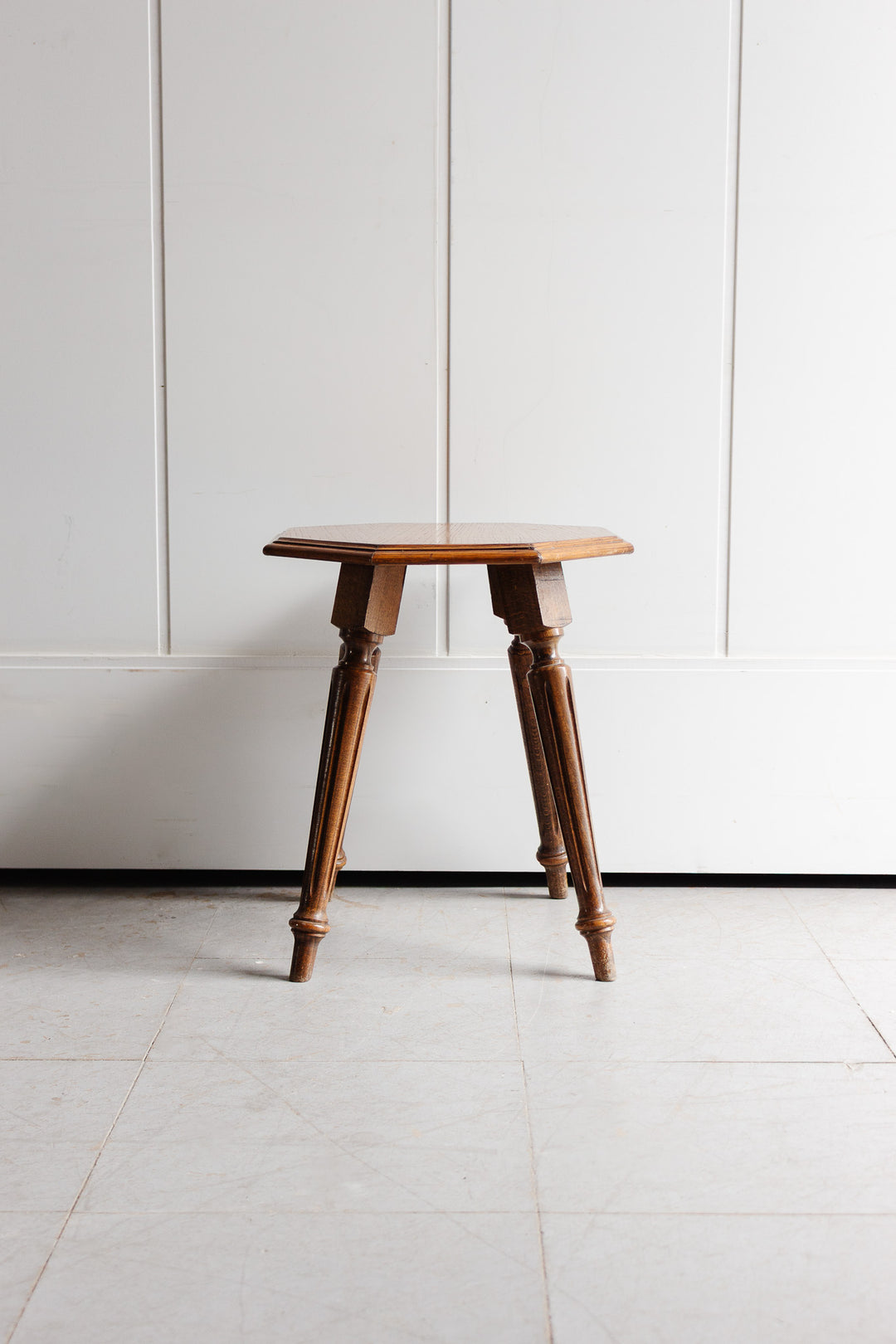 vintage french oak turned leg stool