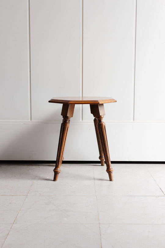 vintage french oak turned leg stool
