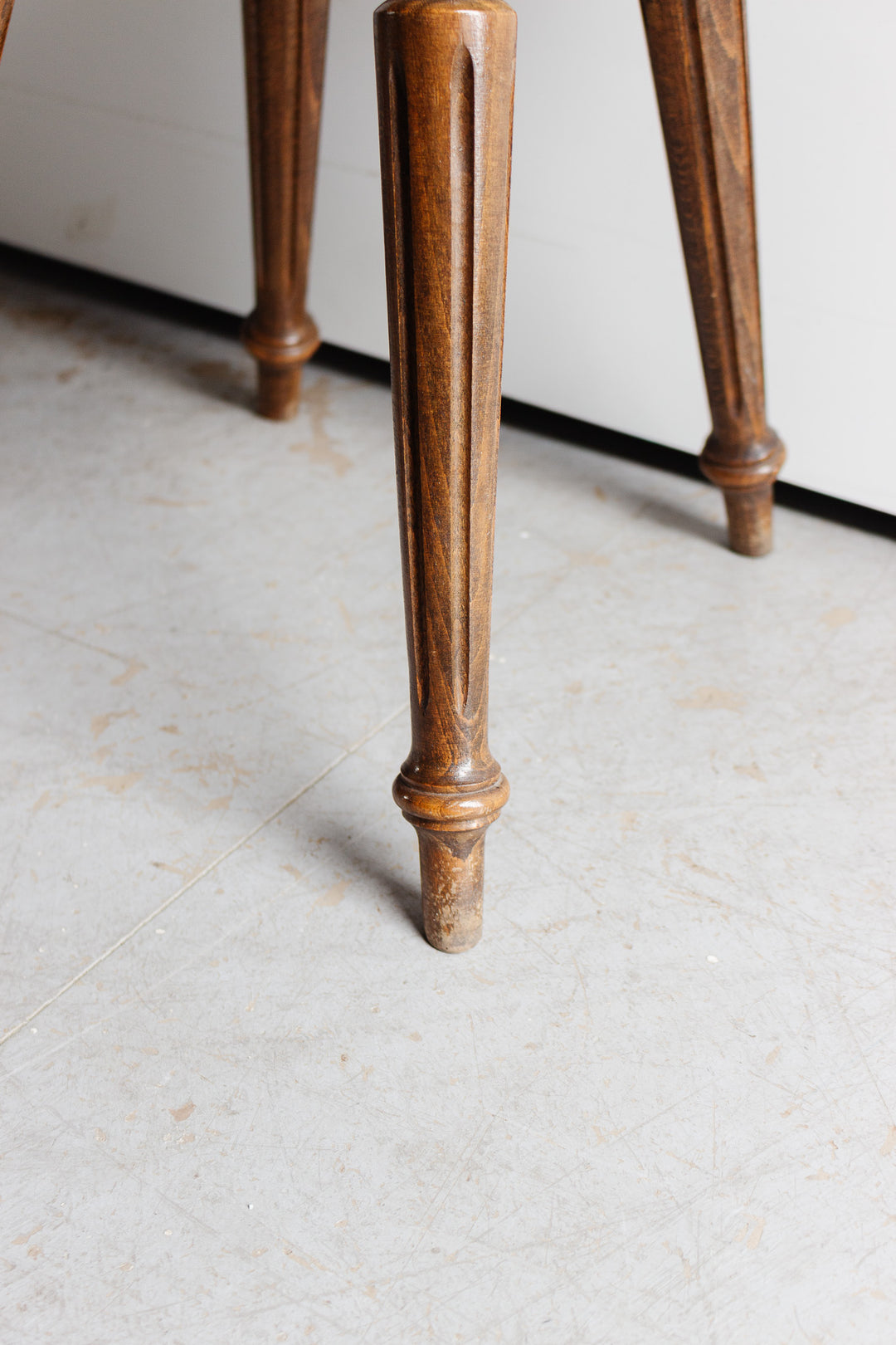 vintage french oak turned leg stool