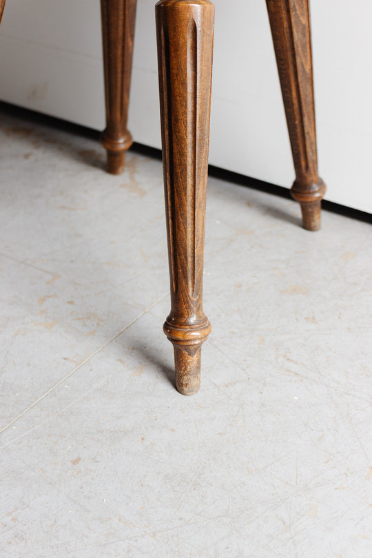 vintage french oak turned leg stool