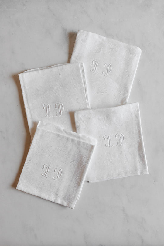 vintage french extra large monogrammed embroidered napkins