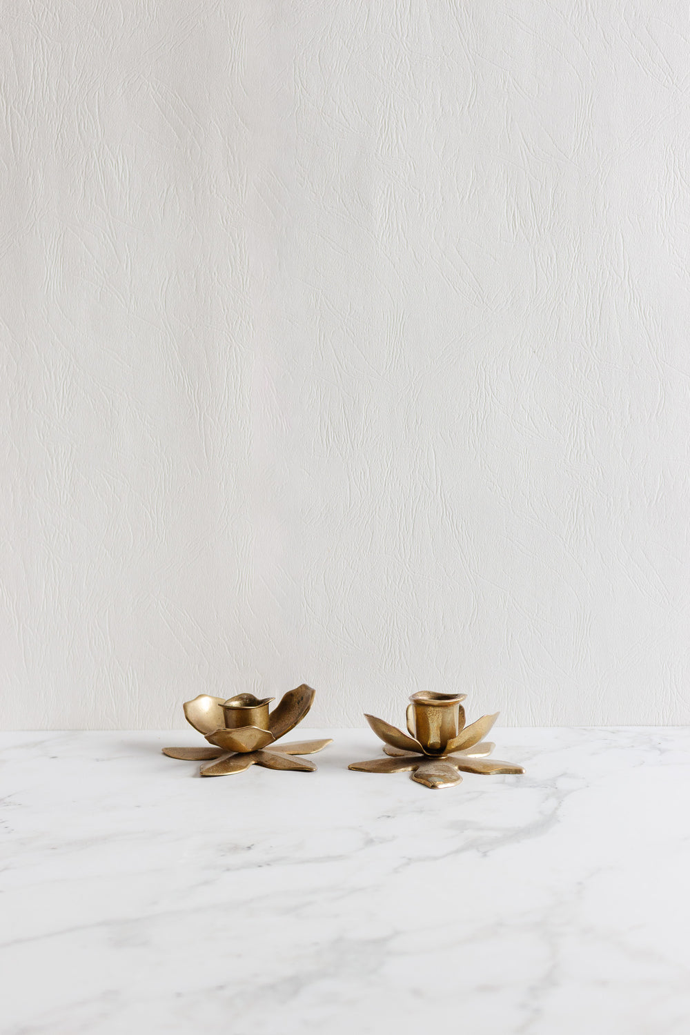 pair of vintage french lotus candlesticks