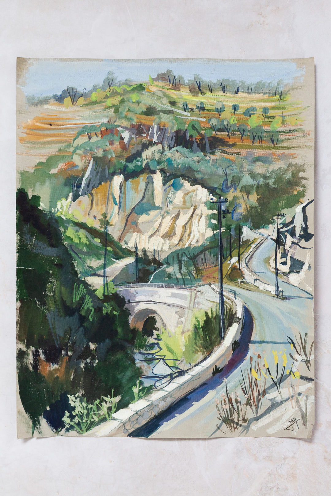 route, pont, et ferme