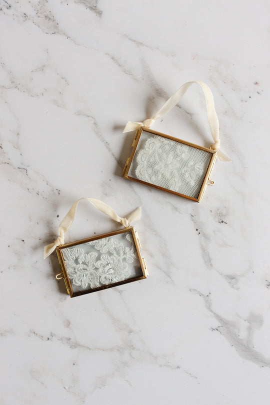 antique french lace ornament frame with velvet ribbon