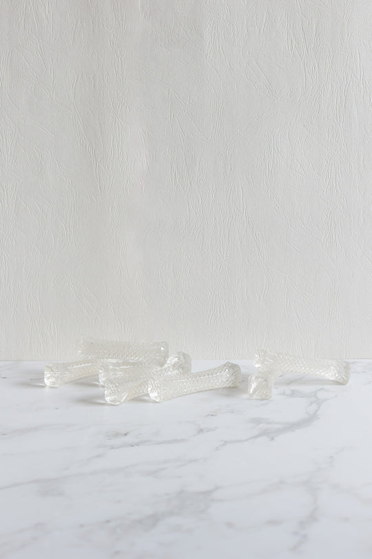 set of vintage french cut glass knife rests