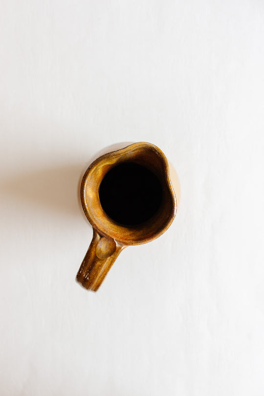 vintage french glazed yellow pitcher