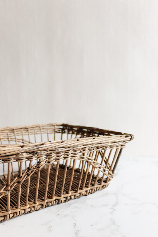 antique french handmade spindle panier