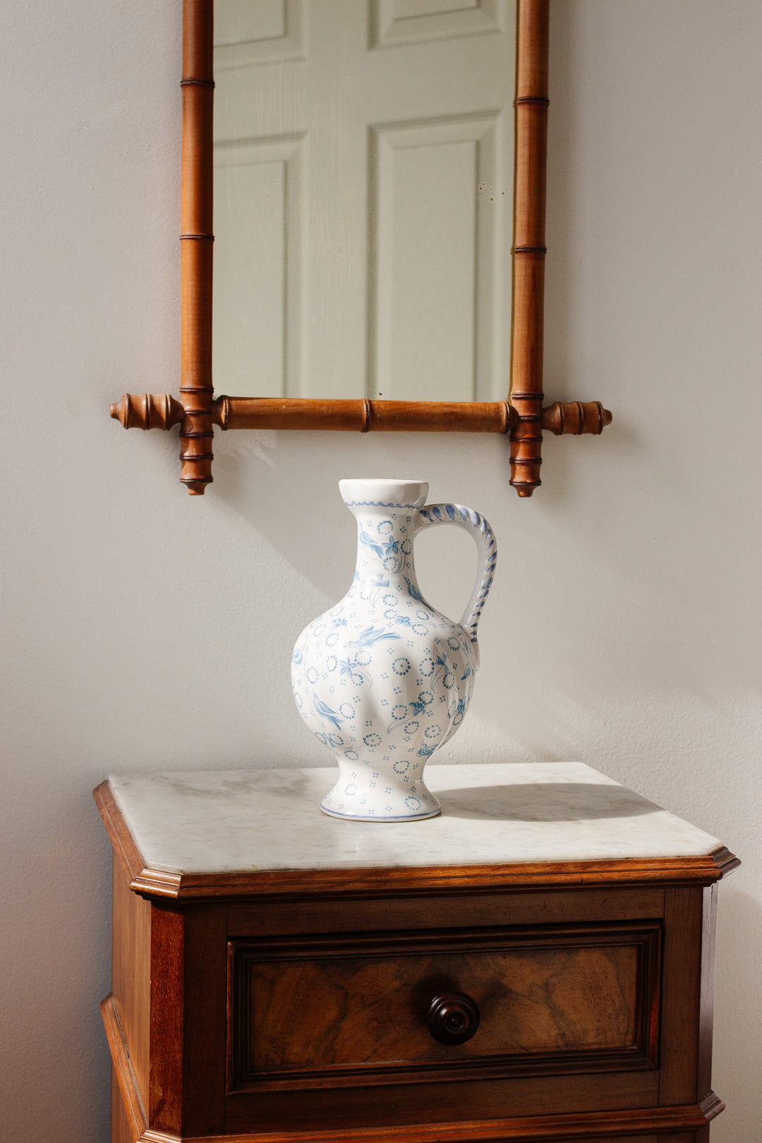vintage french blue and white vessel