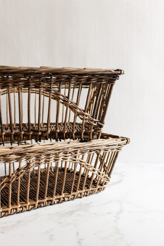 antique french handmade spindle panier