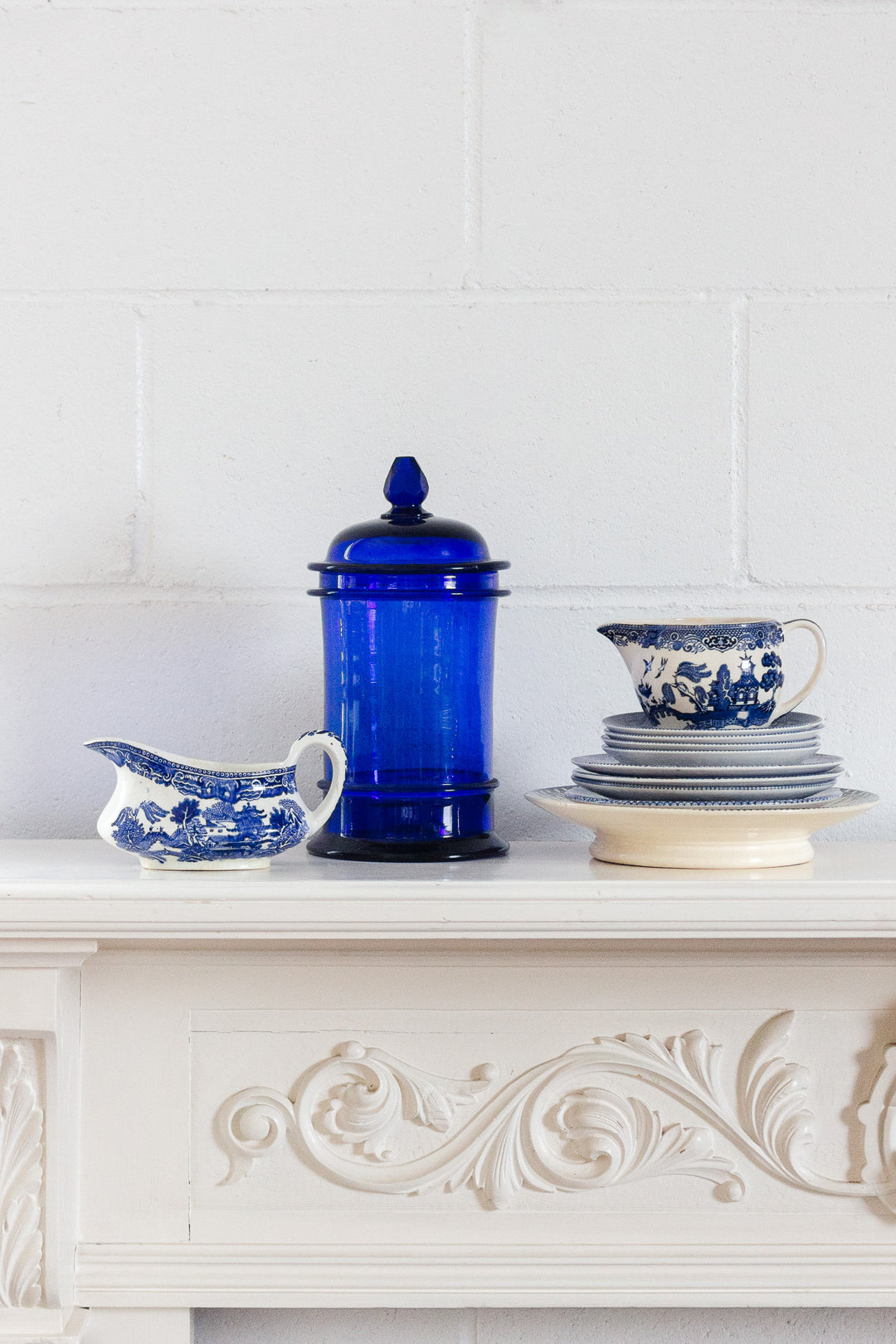 vintage french cobalt blue glass apothecary jar