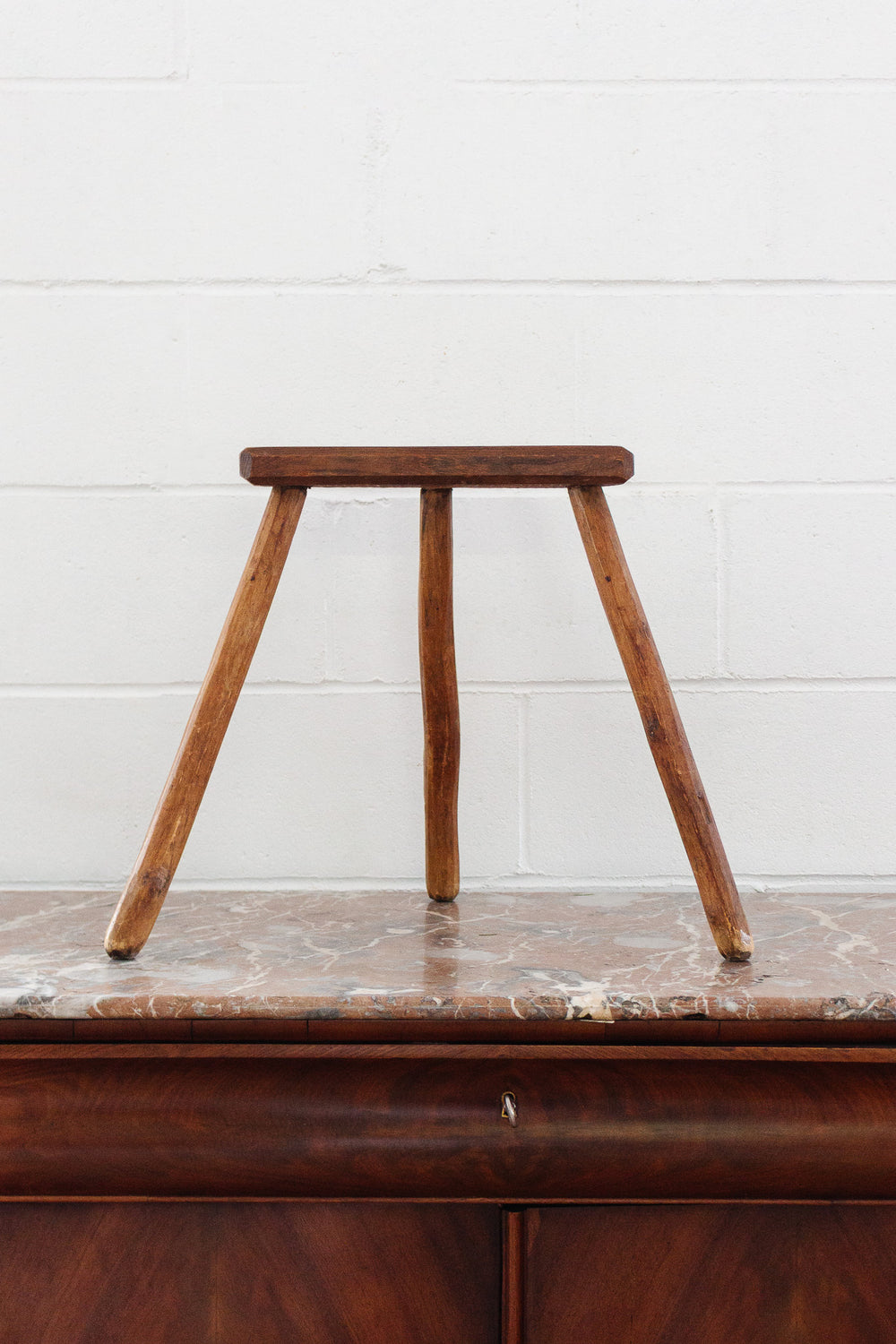 antique french farmhouse tripod wood stool